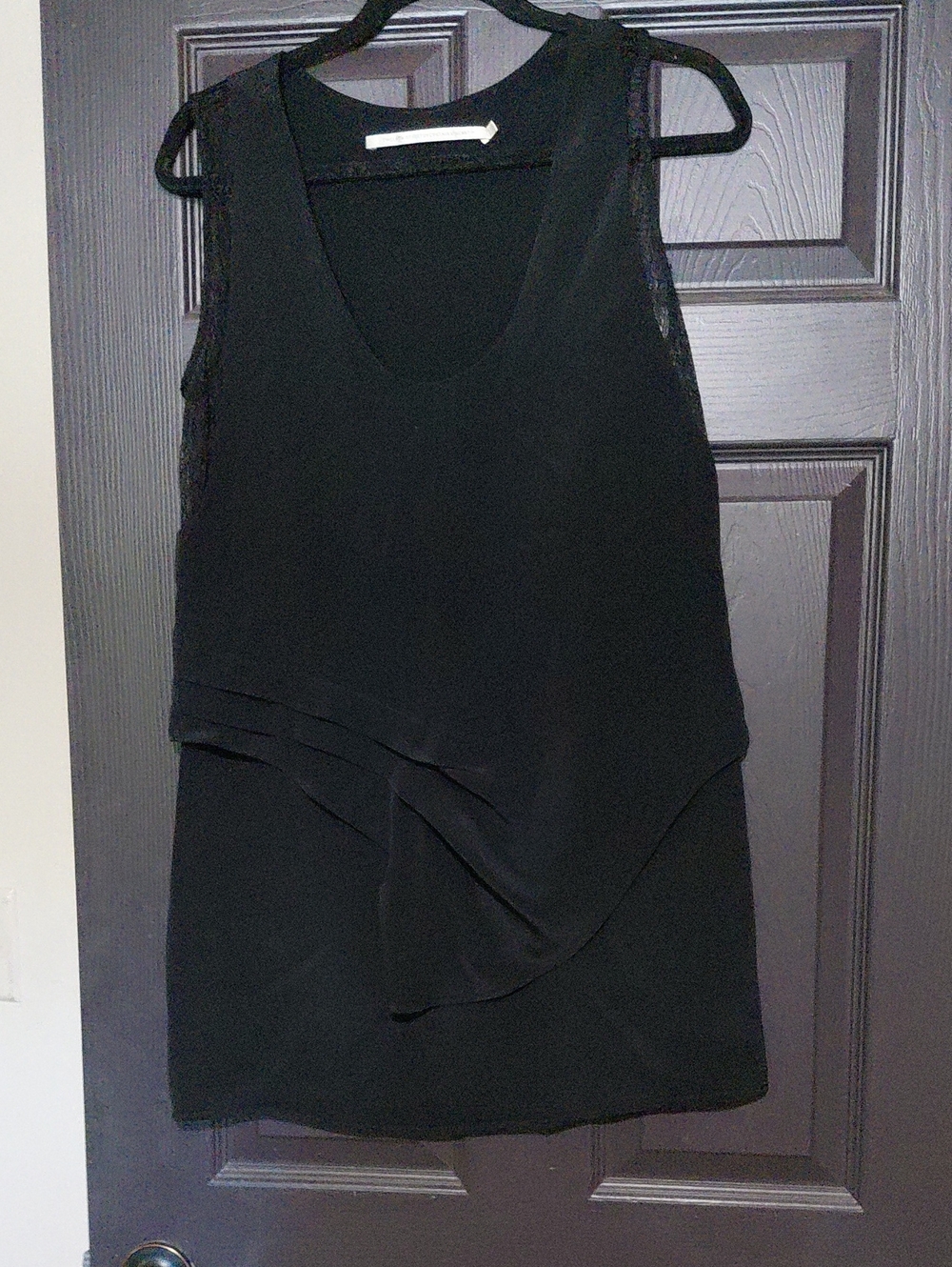100% Silk-Twelfth Street by Cynthia Vincent Black Layered Sleeveless Mini Dress